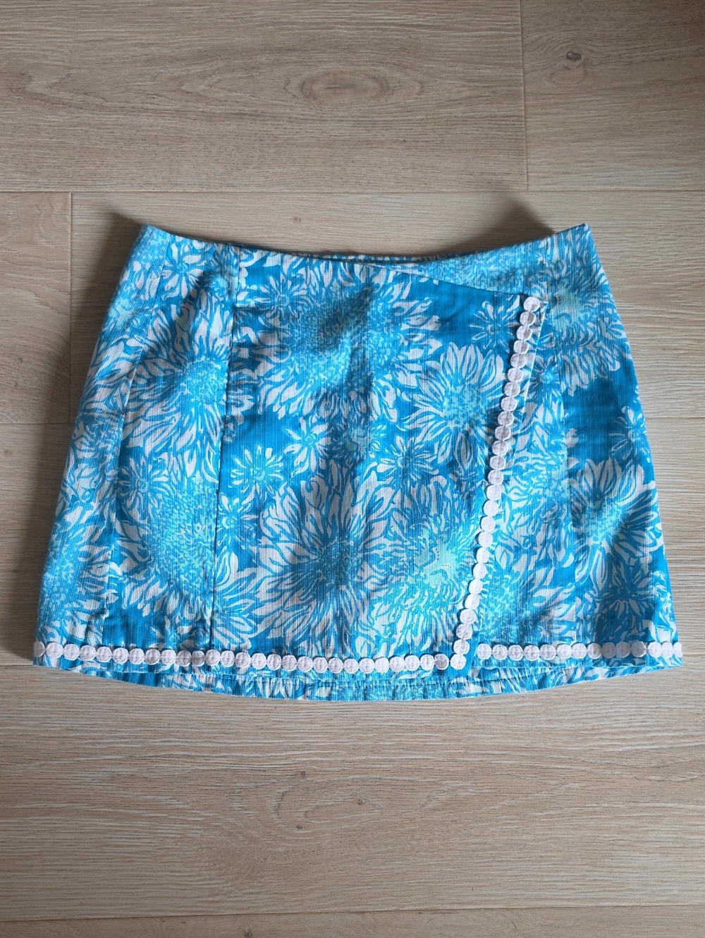 Lilly Pulitzer Floral Mini Skirt with White Trim